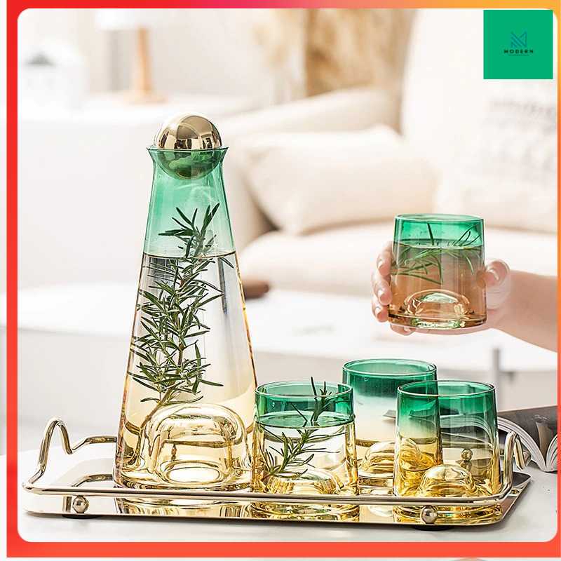 TD-DA SSGP Cangkir Teko Kaca Set 4 Cups 1 Botol Pitcher Luxury - SS2785