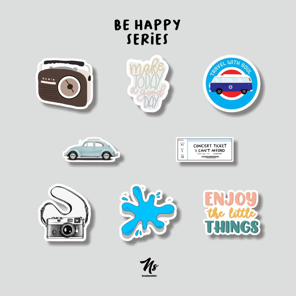 

STICKER CASE HANDPHONE LAPTOP TUMBLR DECO DIY BUJO BE HAPPY PACKAGE STIKER DECAL VINYL OH STICKER