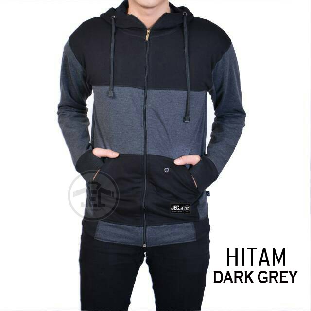 JEC ID Jaket Sweater Hoodie Zipper Combi Rib Roundhand Full Premium - Sweater Distro - Switer - Sweeter - Sweatshirt