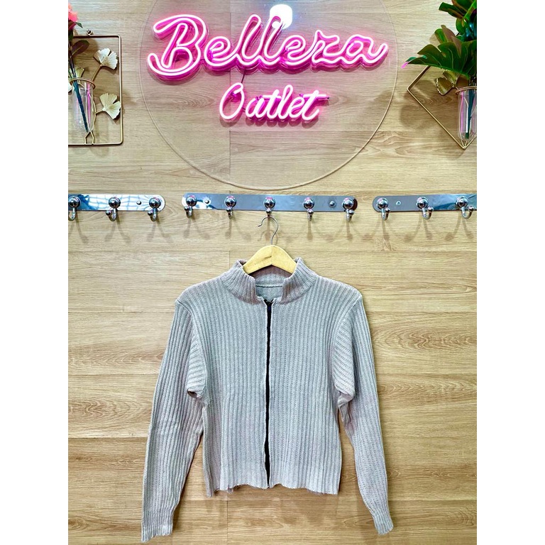 Belleza outlet baju rajut Cardigan rajut atasan wanita Yuki Knite Zipper