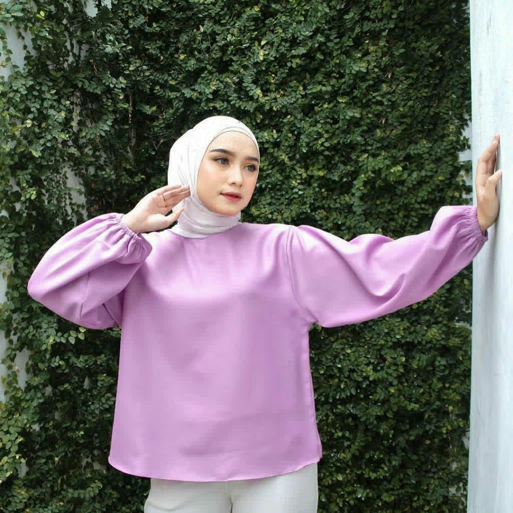 (M-XXL) Balerina Levia Premium Baloon Sleeve Blouse - Blus Lengan Balon Rempel