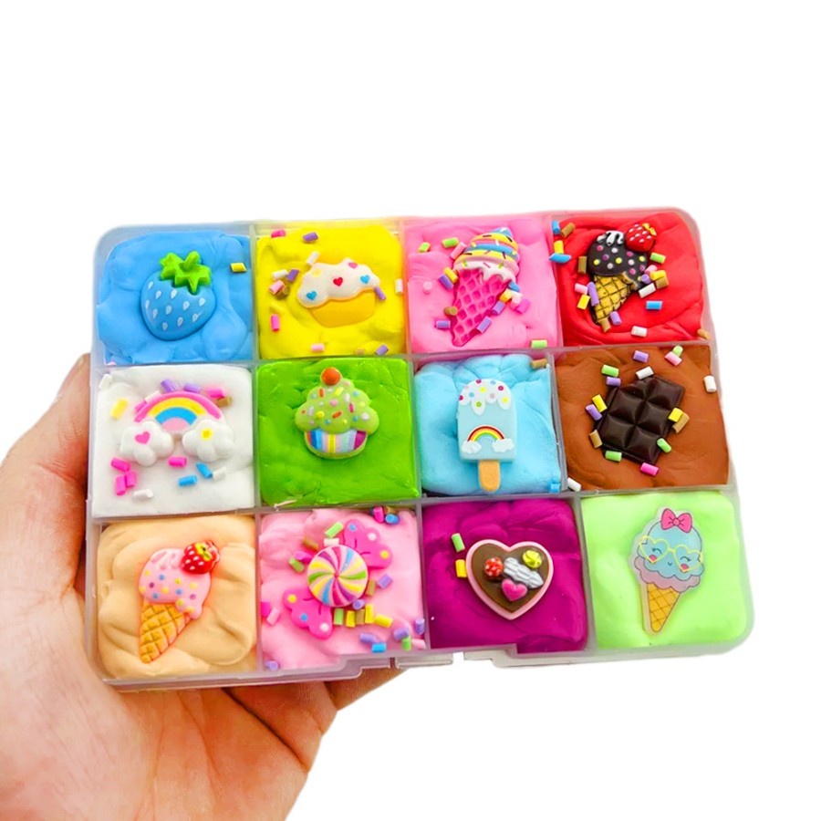 DIY SLIME CLAY MAINAN LILIN ANAK isi 12 Pcs MOTIF KARAKTER LUCU