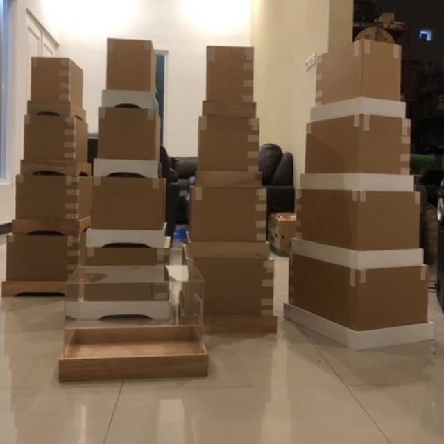 1 set kotak hantaran segi4 + akrilik 1set 4pcs kotak seserahan pernikahan