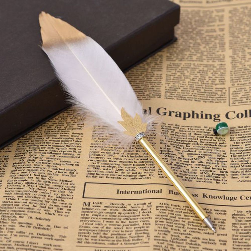 ELEGANT Fashion Writing Pen Creative Feather Decor Ballpoint Pen Gift Writing Supplies Office Supplies Student Stationery Feather Ballpoint Business 0.5mm