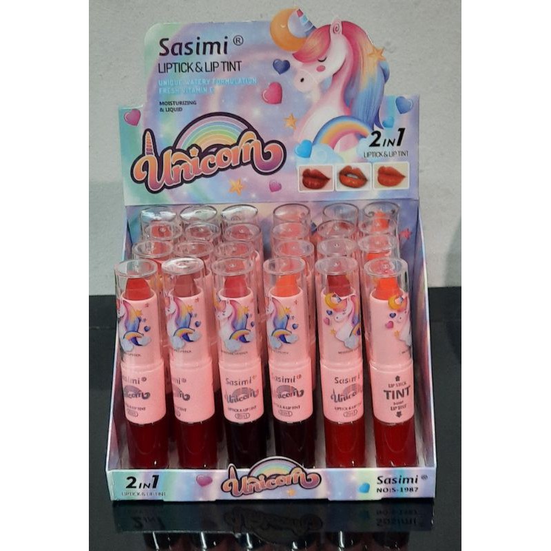 PROMO PER6PCS!!!LIPSTIK&amp;LIP TINT 2 IN 1 UNICORN SASIMI S-1987