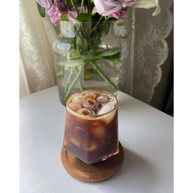 Gelas kaca aeathetic - Gelas Juice Gelas Hexagonal Gold Rim