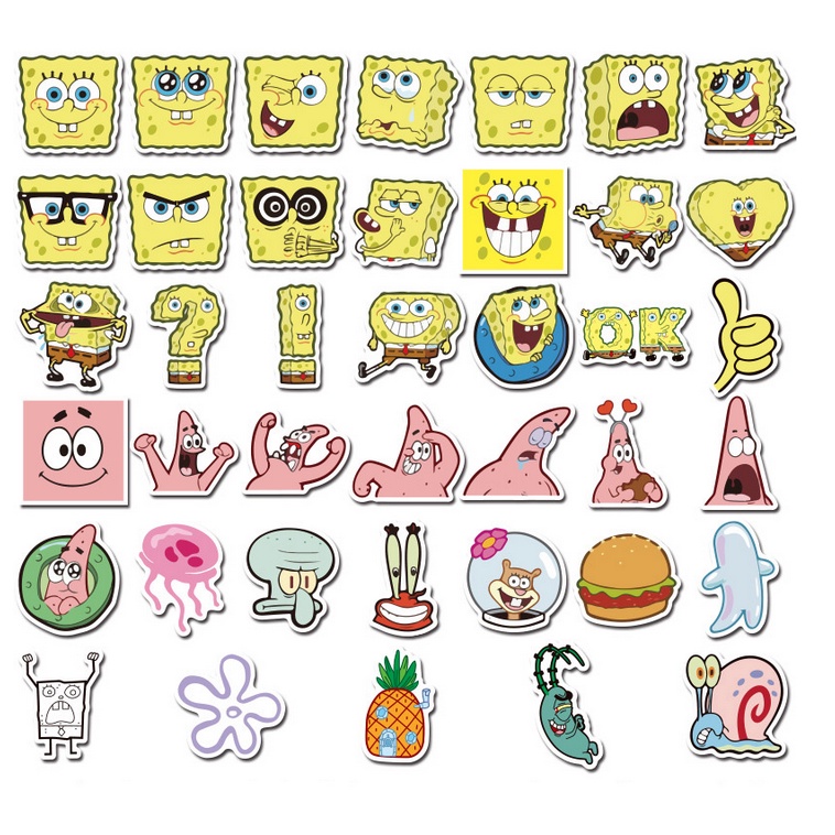 A16 STICKER 10PCS (SPONGEBOB SQUARE PANTS) anti air notebook scrapbook label tempel motif kartun super hero unik lucu atk alat tulis kantor murah viral termurah kartun komputer leptop handphone hp smartphone koper laptop tembok kulkas anime spons bob