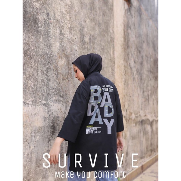 tunik survive oversize hitam bad day