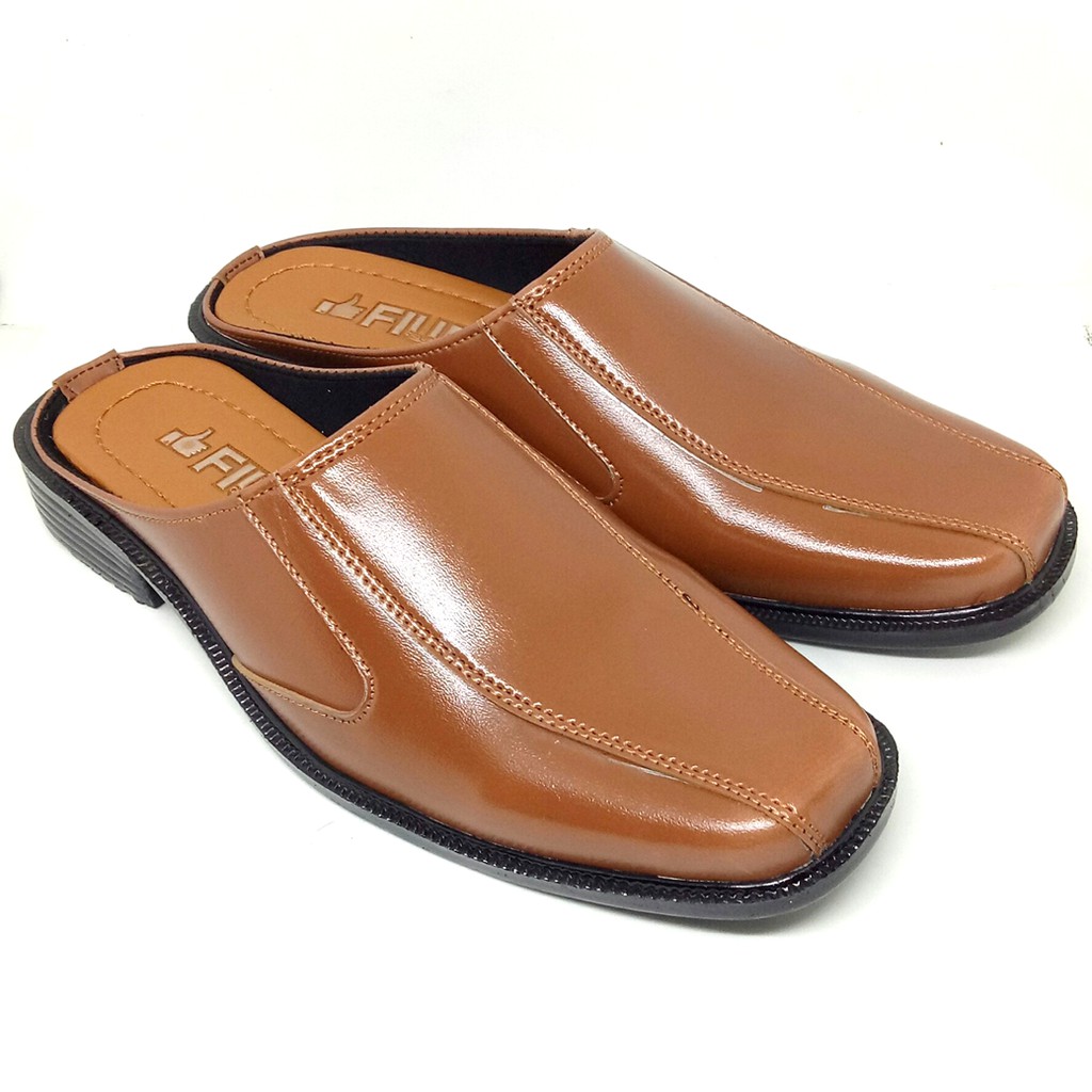 FIURI - BJ 6 Tangerine 38-43 - Sepatu Pantofel Selop Pria - Sepatu Formal Pria - Sepatu Pantopel Slop Kerja Kantor Cowok Murah - Bustong Slip On Nikah Promo Diskon - Sepatu Pantopel Sendal Kulit Lebaran Hari Raya Idul Fitri - Fashion Pria