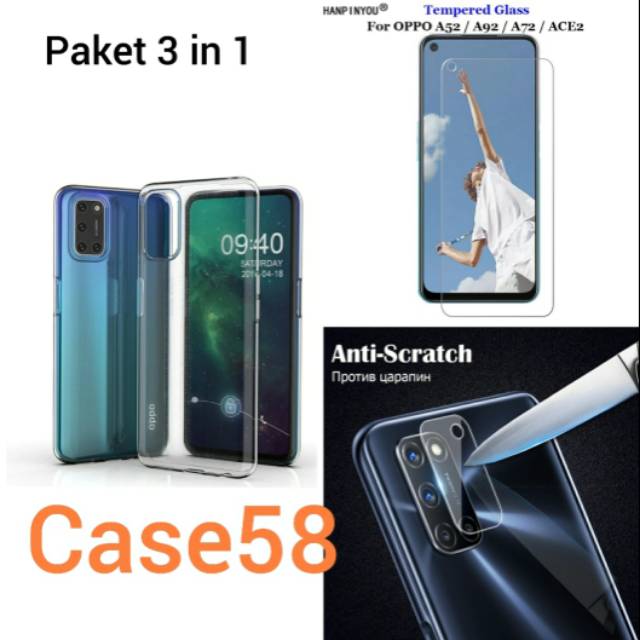 Original Cover Casing Case Anti Crack Oppo A92 2020 Clear Armor Transparant Bening