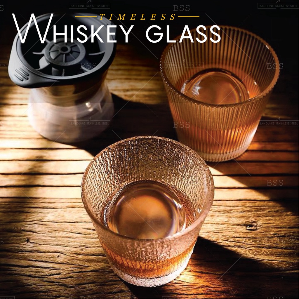 Gelas Minum 300ml Whiskey Cafe Ripple Cangkir Kaca Glass Kopi Jus Juice Teh Cantik Unik Simple Elegan