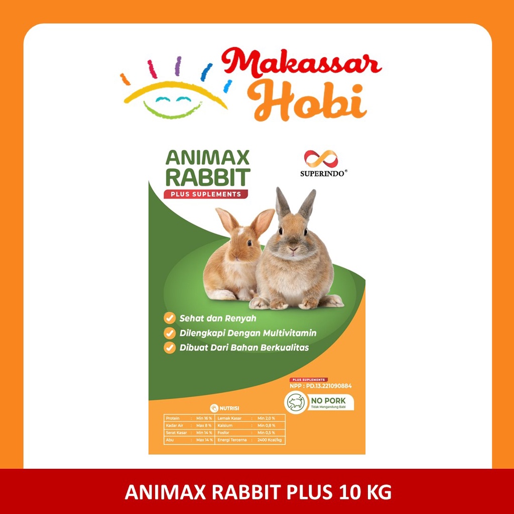 Animax Rabbit Food 10kg 10 kg Pakan Pelet Pellet Makanan Kelinci Murah