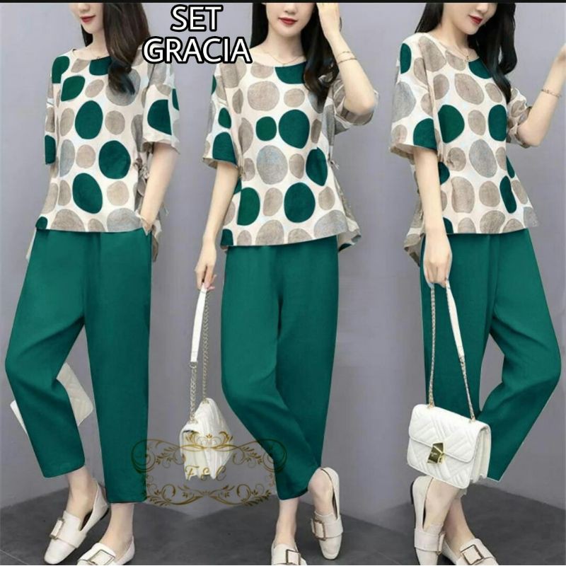 Setelan Baju dan Celana 7/9 GRACIA Fashion Baju Setelan Casual Wanita Dewasa