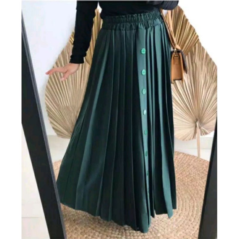 Rok Kancing Depan Rempel Besar Rok Panjang Jumbo Tebal