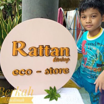 Outdoor 1 sisi D50/Papan Nama Kayu Mahoni bebas custom toko butik kafe tempat usaha/plang rattan liv