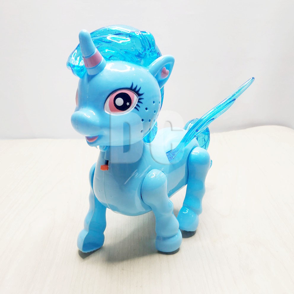 Robot Pony Horse Mainan Boneka Unicorn Baterai Bisa Jalan Lampu Musik