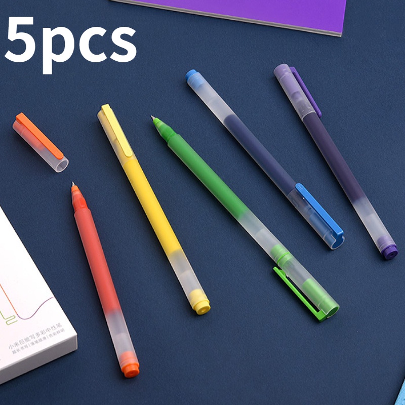 5pcs Pulpen Gel 0.5MM Tinta Warna Warni Untuk Sekolah / Kantor