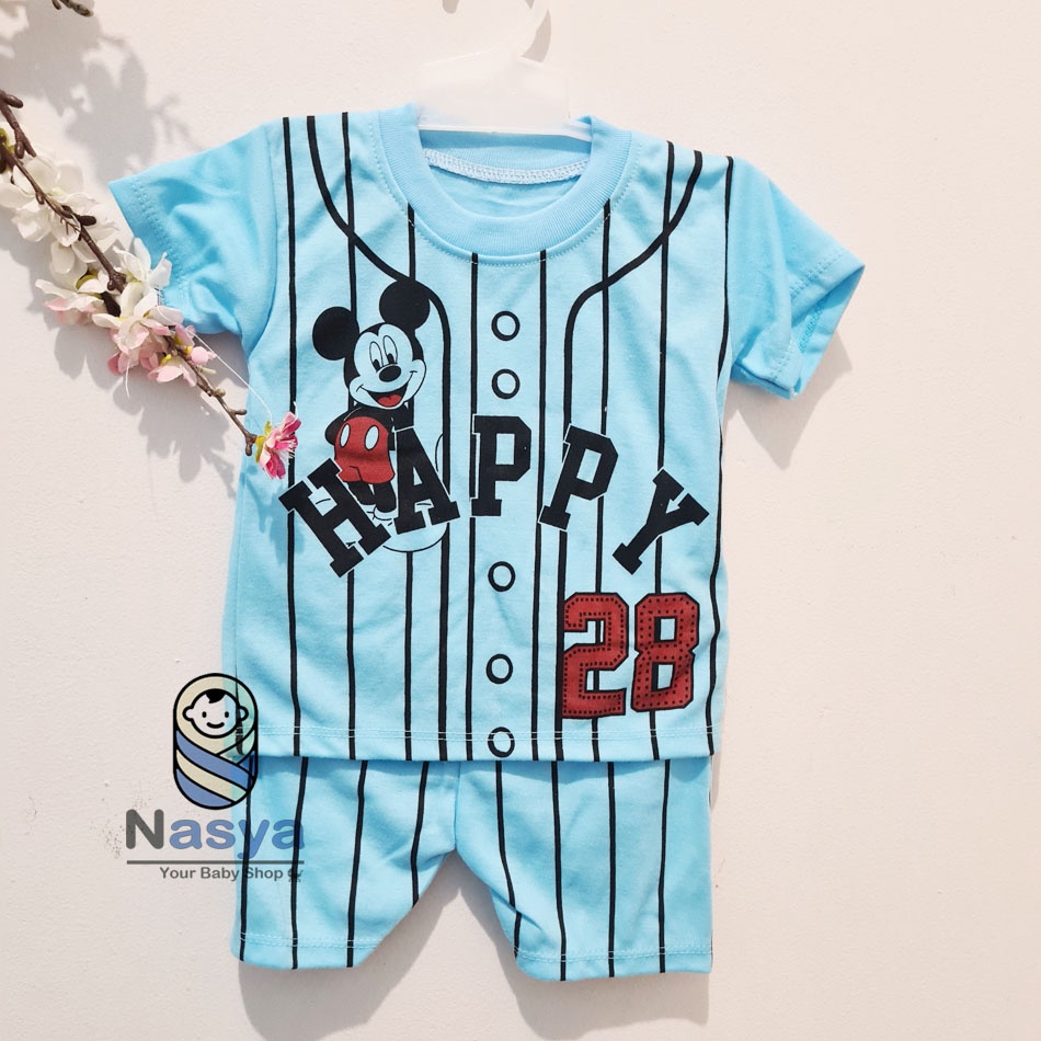 [J-002] Setelan Baju Pendek bayi laki-laki / Baju anak bermotiif MURAH (0-6 bulan)