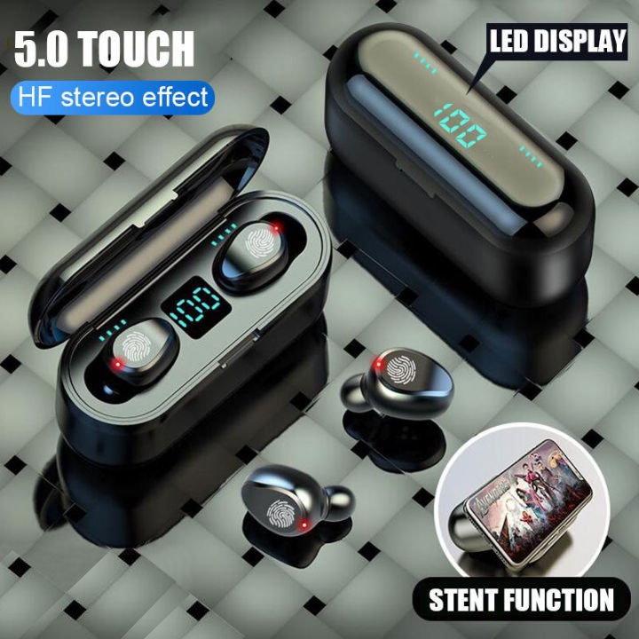 【COD】Viqoo TWS T25 Headset Bluetooth Headset Wireless Earphone Earpods Nirkabel dengan Mikrofon Touch Control Powerbank - F9