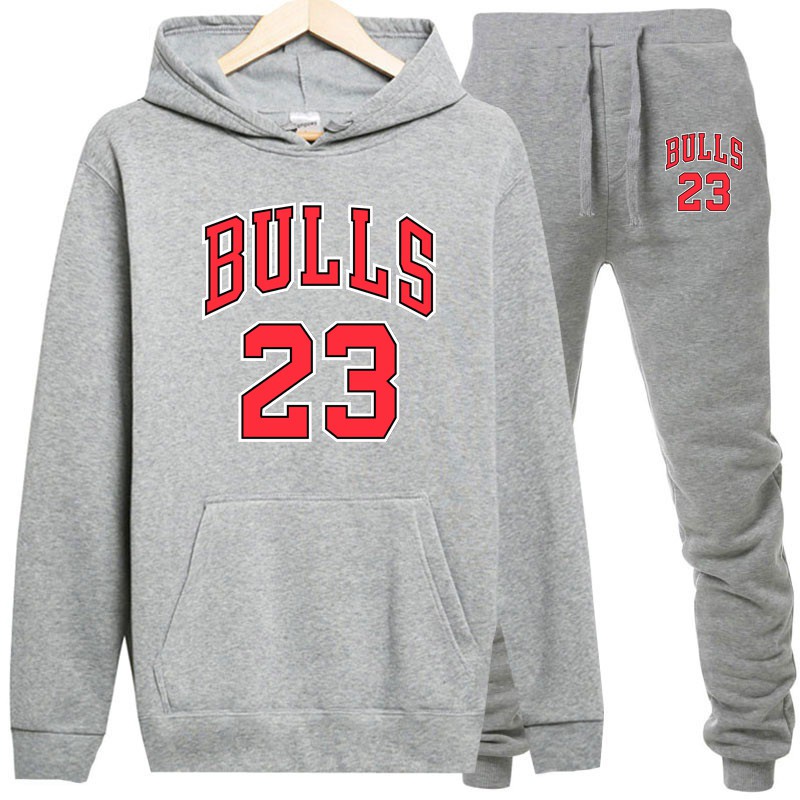 Terlaris Bulls 23 Baru Fashion Hoodie Sweatshirt Pria/Wanita Hoodies Kaus + Celana Olahraga Cocok