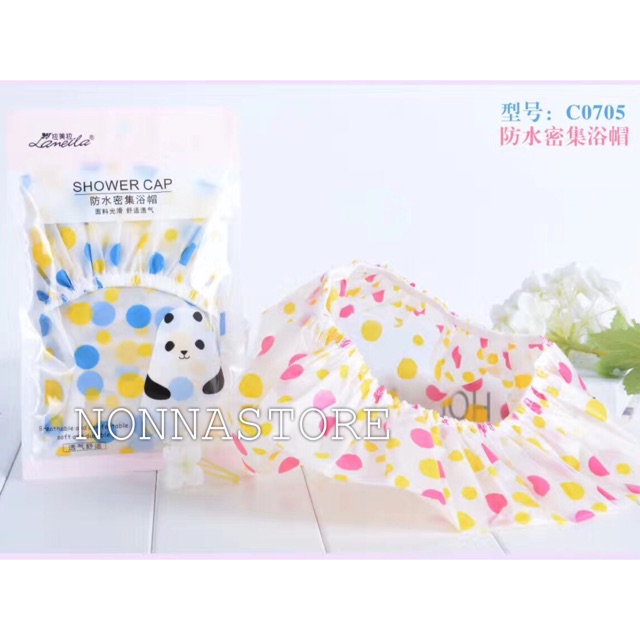 Shower Cap Polkadot Premium Waterproof