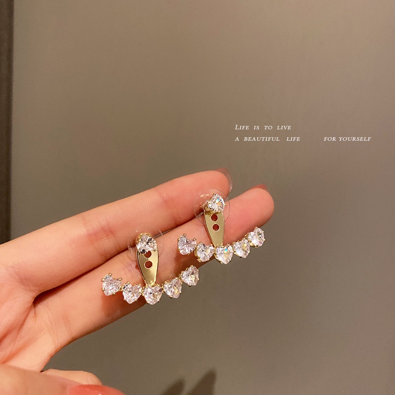 Anting Stud Kristal Melengkung Warna Emas Gaya Elegan Untuk Aksesoris Perhiasan Wanita