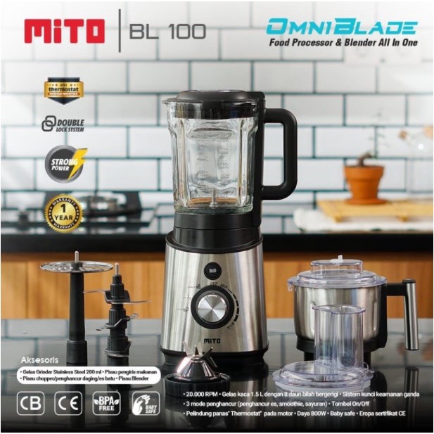 Mito Blender Food Processor 1.5 Liter 4 Pisau BL 100 OMNI BLADE BL100