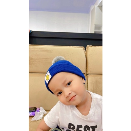 terbaru kupluk anak hangat banie hat kids single pompom (KUPLUK ARGA)