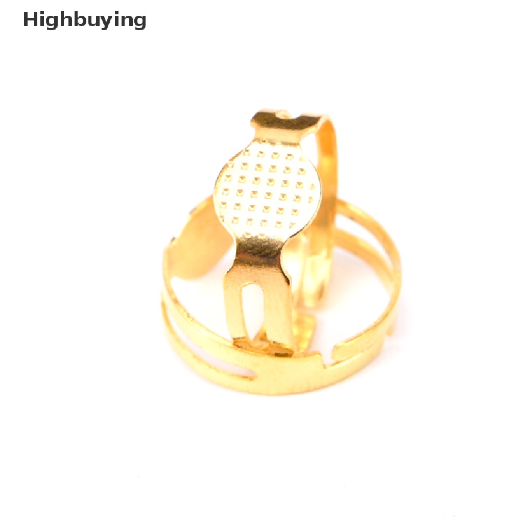 Hbid 50pcs Cincin Kosong Adjustable 8mm Untuk Membuat Perhiasan DIY