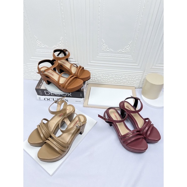 sendal fuji wedges wanita terbaru kekinian heel 7 cm bahan dove LOUISDEAR W7