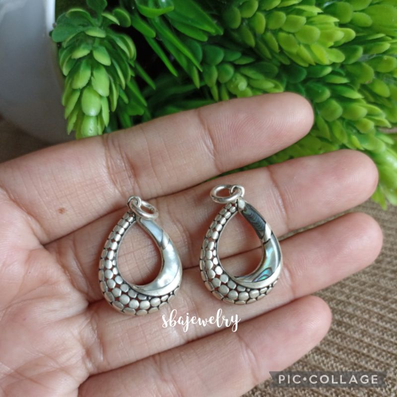 liontin perak bali kulit kerang asli