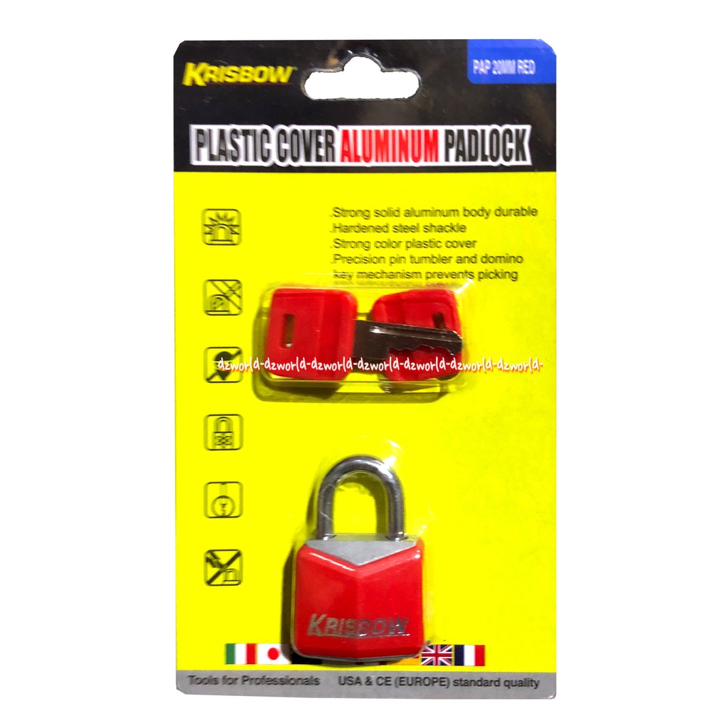 Krisbow Plastic Cover Alumunium Padlock 20mm Gembok Mini Kecil Tas Koper 2cm Dengan Bahan Aluminium Dan Plastik Kris Bow Mini Pad Lock Warna Merah Biru Hitam