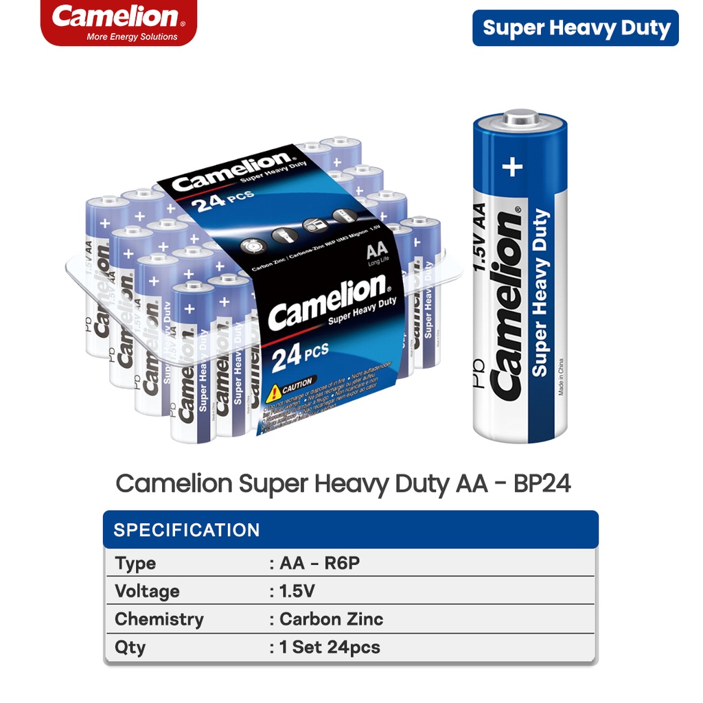 Camelion Baterai Super Heavy Duty Battery Batre Batere AA Isi 24 PCS