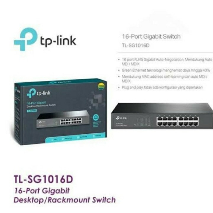 TPLINK TL-SG1016D Switch 16 Port Gigabit Metal Desktop