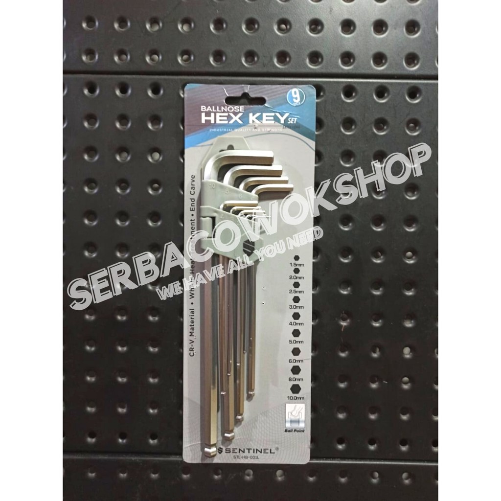 Sentinel Kunci L Pentol Ballpoint Hex Key Set Chrome 9 Pcs Extra Long Termurah Berkualitas