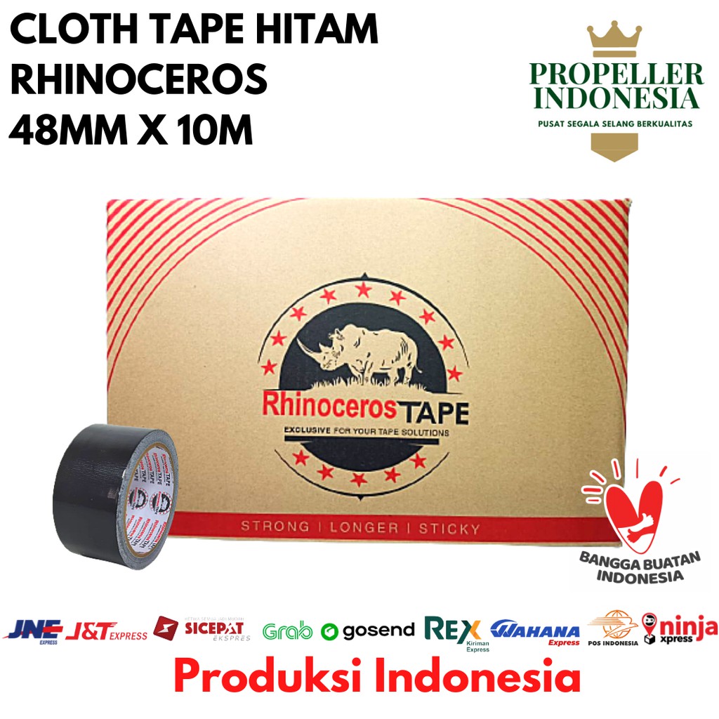 Cloth Tape RHINOCEROS Lakban Kain Lakban Jilid 48MMx10METER @72Pcs/Dus GRAB/GOJEK