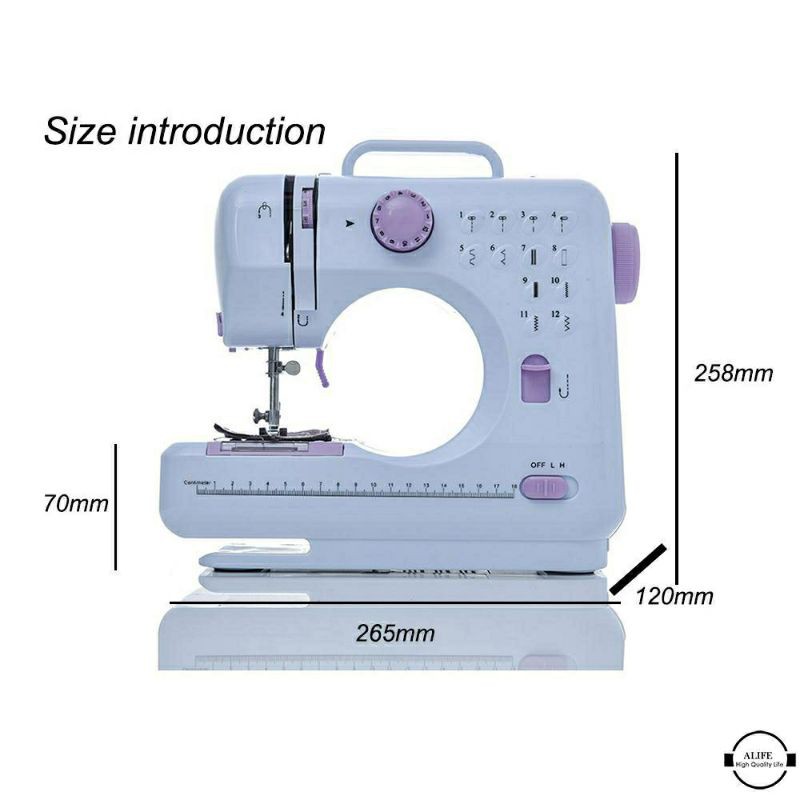 (BERGARANSI)Mesin Jahit Portable Mini + Meja /FHSM 505/505A (12 Pola Jahitan)