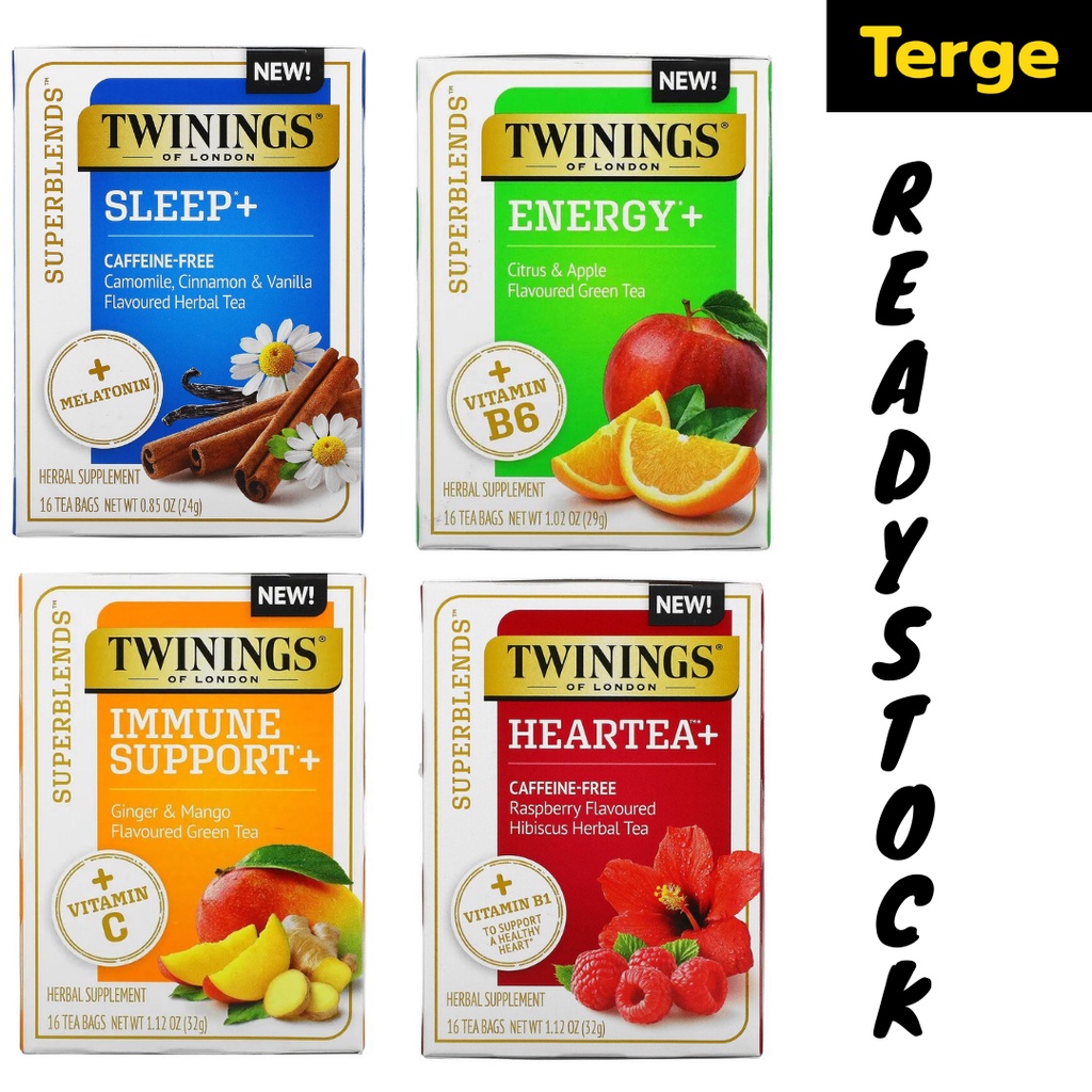 

Teh Twinings Superblends Heartea Sleep Immune Support Energy 16 Tea Bags
