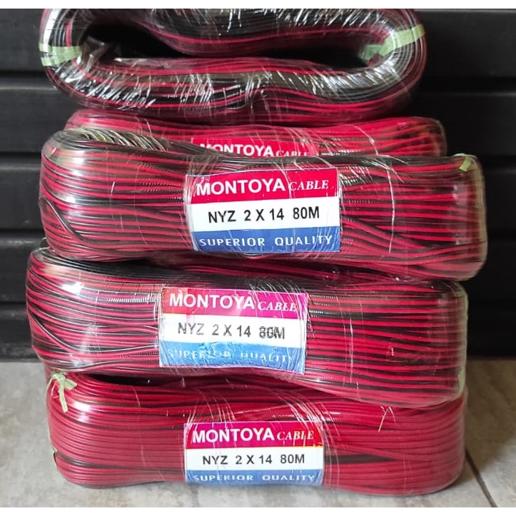 Kabel Listrik Serabut Double Tembaga Montoya NYZ 2x14 Merah Hitam 2 x 14