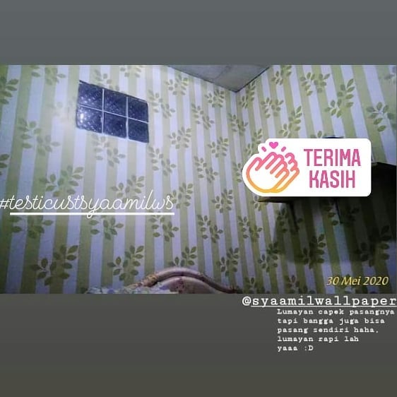 Wallpaper Murah - Wallpaper Dinding Stiker Dinding - Wallpaper Dinding Minimalis - Daun Hijau Garis