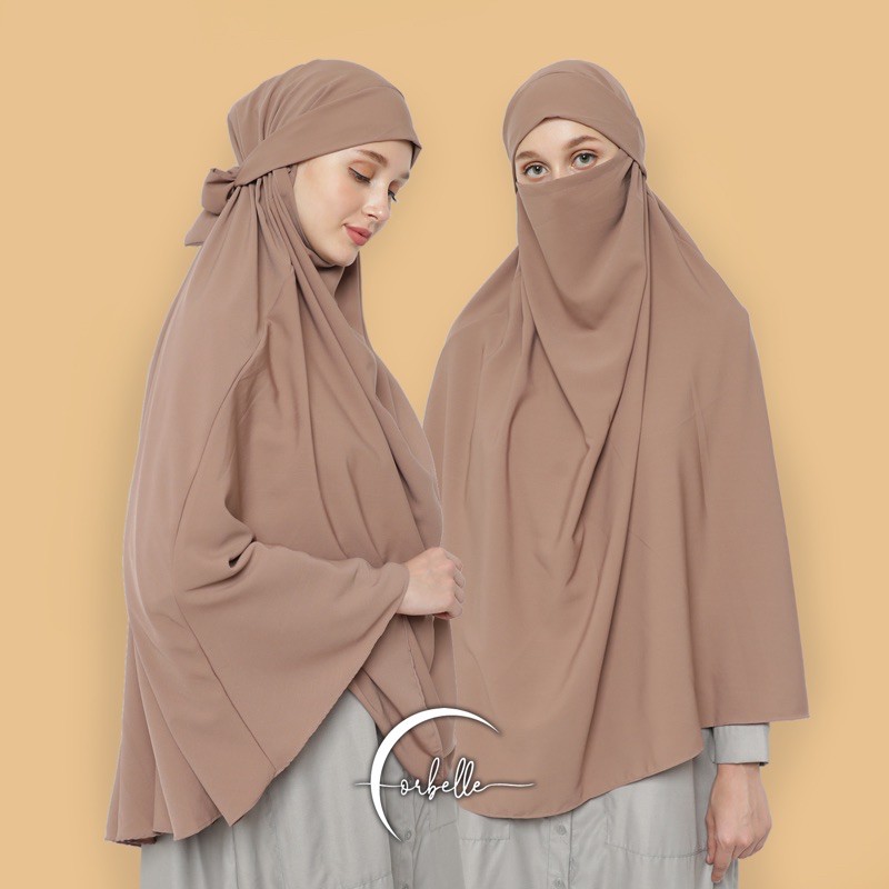 FRENCH KHIMAR JUMBO WOOLPEACH • NIQAB SYAR'I CADAR WOLFIS