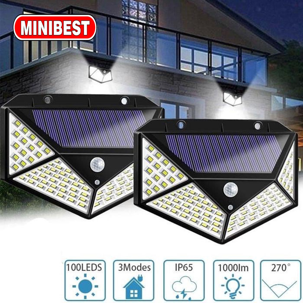 MB Lampu taman Tenaga Surya 100LED Sensor Light LED Solar Lamp / Solar Rembok Tenaga Matahari