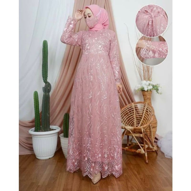 (NEW) ARISTA Busui Brukat Dress - Baju Gamis Dress Brukat Brokat Mutiara Remaja Wanita Perempuan Ibu