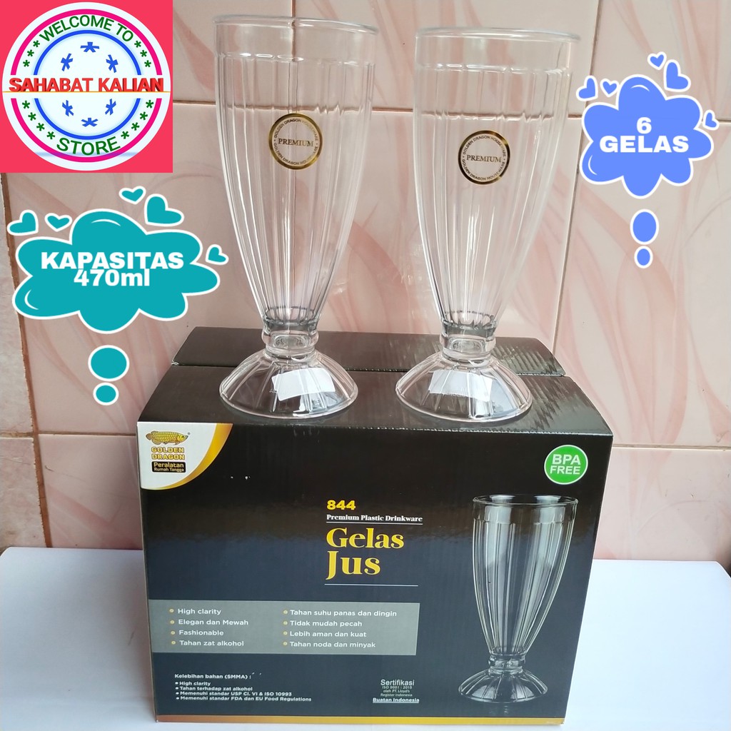 (6 GELAS) GELAS JUS GOLDEN DRAGON 844 470ML