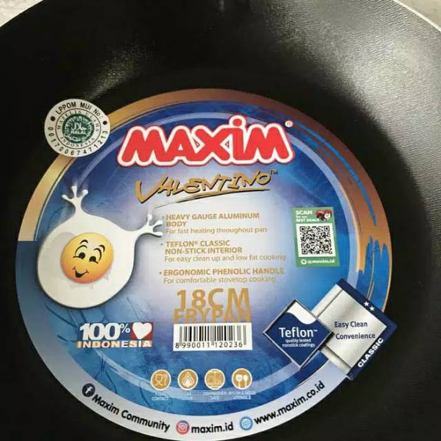 MAXIM FRYPAN 18 CM VALENTINO WAJAN TEFLON FRYPAN