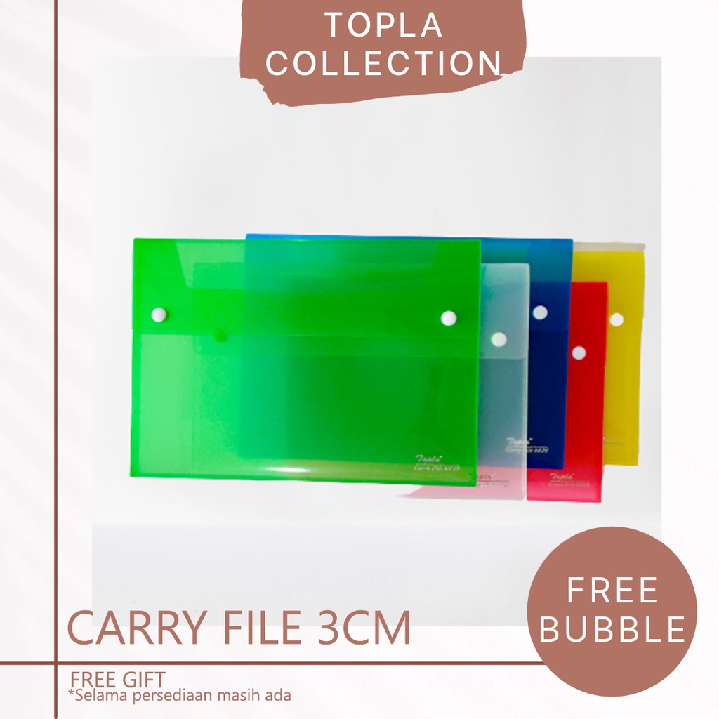 

TOPLA Carry File Plastic Folder Map Kertas Kancing Klip Plastik Dokumen File Holder 8830