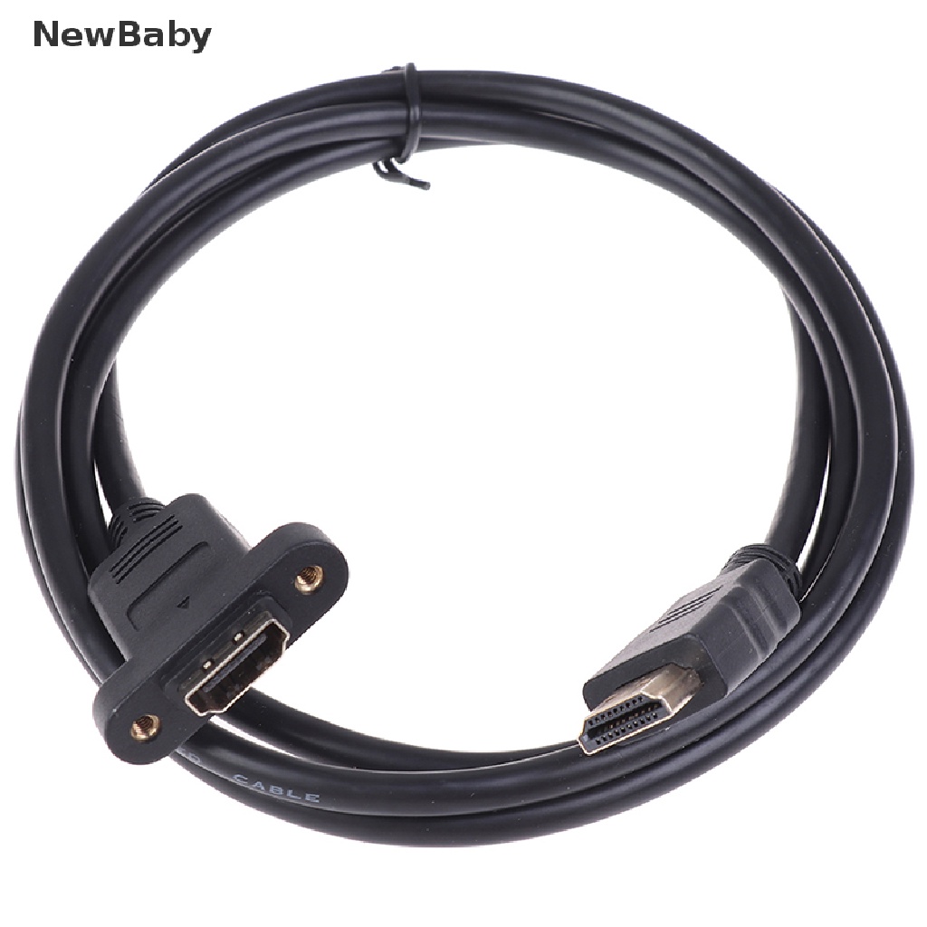 Newbaby 1Pc Kabel Extension HDMI Male Ke Female Lapis Emas Dengan Panel Sekrup