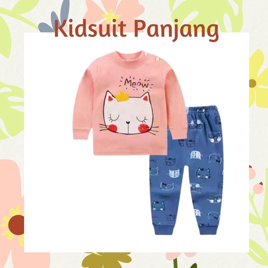 Plazababyku KIDS SUIT PANJANG H5 Setelan Anak Bahan Kaos Lengan + Celana Berkualitas Import NEW3