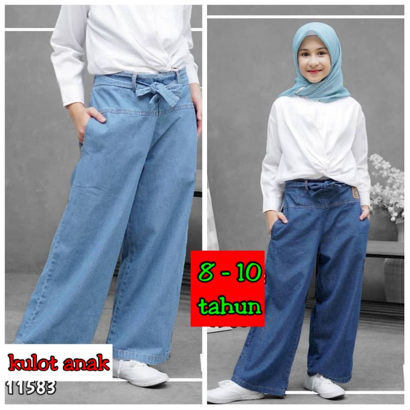 Celana Kulot Anak Perempuan Tanggung Bahan Soft Jeans Denim Umur 8 9 10 Tahun Bisa COD