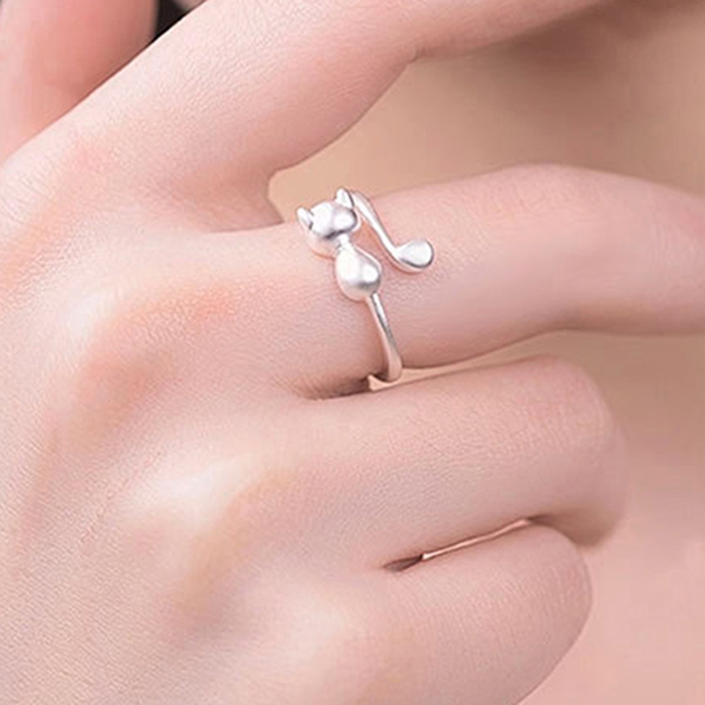 Hu Hu Hu Hu Hu Alat Bantu Pasang Kacamata♡ Cincin Wanita Model Terbuka Desain Hewan Kucing Lucu Untuk Pestapromhadiah